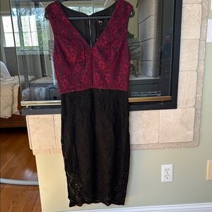Elegant Black and Burgundy Lace Dress
